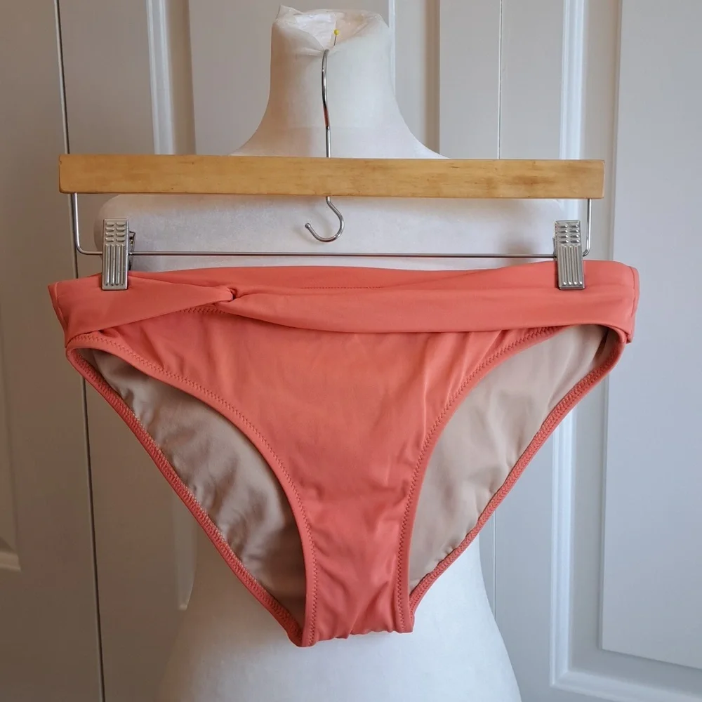 J.Crew Womens‎ Surf Hipster Twist Foldover Melon Bikini Bottom Lined Size MD